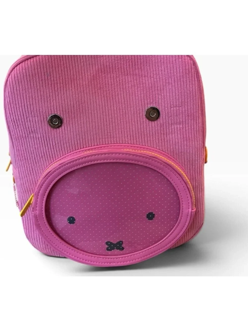 Whatever Makes You Happy Miffy Corduroy & Faux Leather Pin Trading Backpack NWT